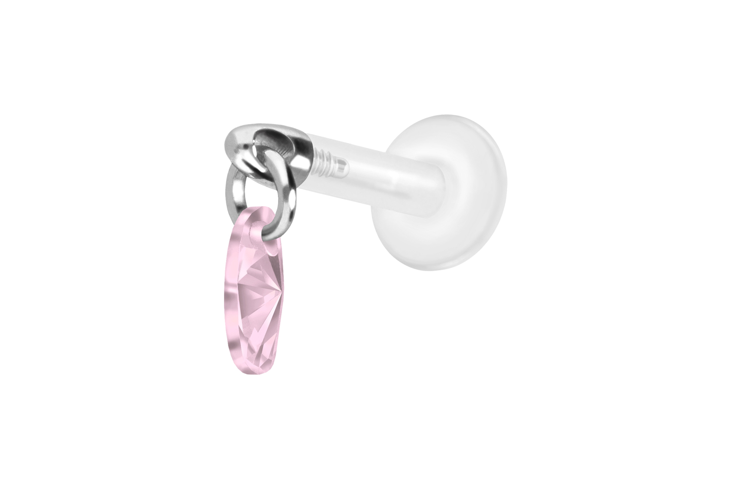 PTFE Labret Piercing mit Innengewinde + Titan-Aufsatz KRISTALLOVAL